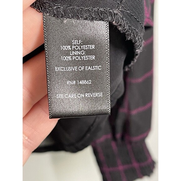 Torrid Crinkle Chiffon Smocked High Neck Blouse Black Purple Size 1 (XL 14/16) - Picture 11 of 16